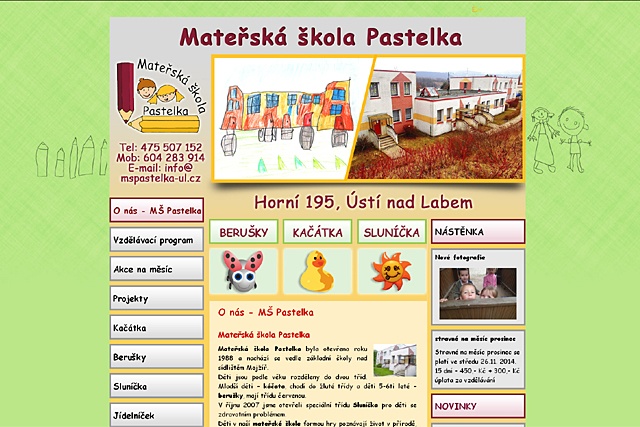 Webovky MŠ Pastelka 